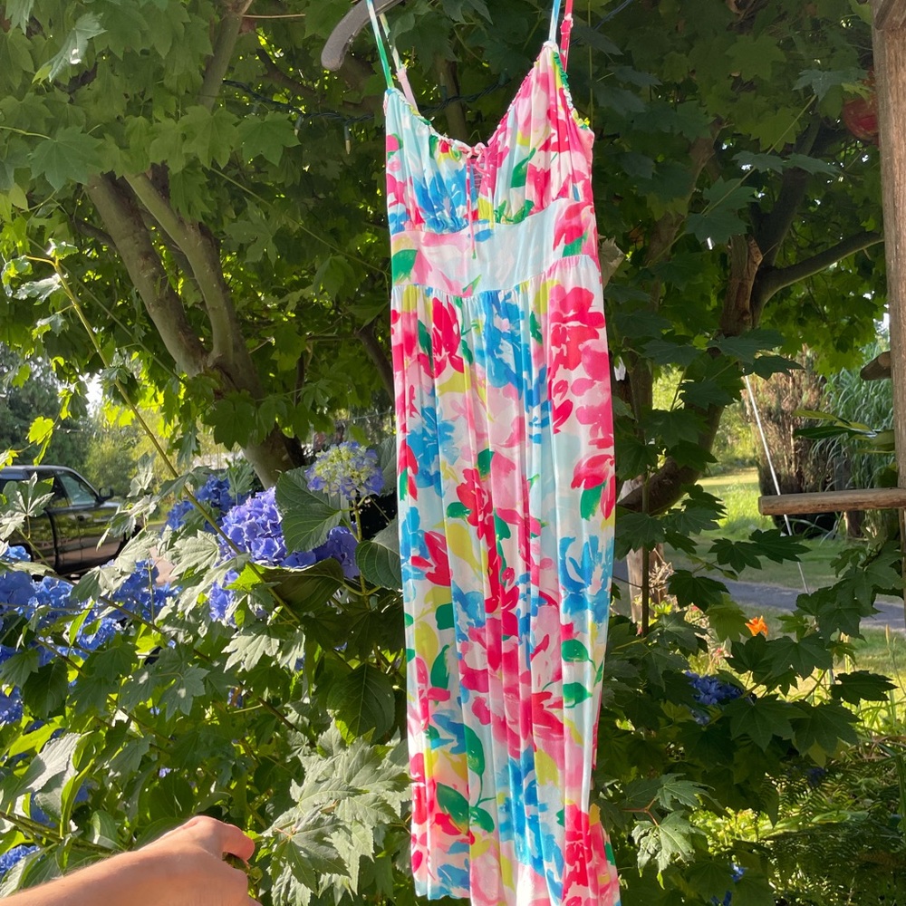 Old Navy Pink and Blue Floral Dress